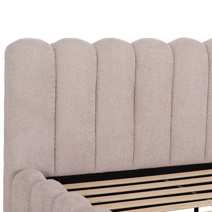 DOUBLE BED MARIUS HM759.03 BEIGE CHENILLE FABRIC--FOR MATTRESS 160x200cm.