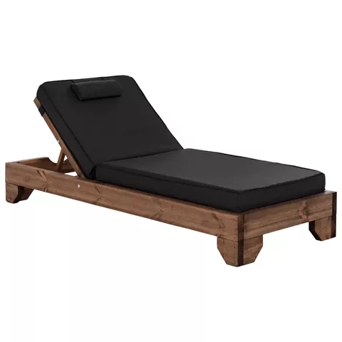 BEACH LOUNGER KORINOS HM10773.05T PINE WOOD IN WALNUT--CUSHION IN BLACK 79x204x80Hcm.