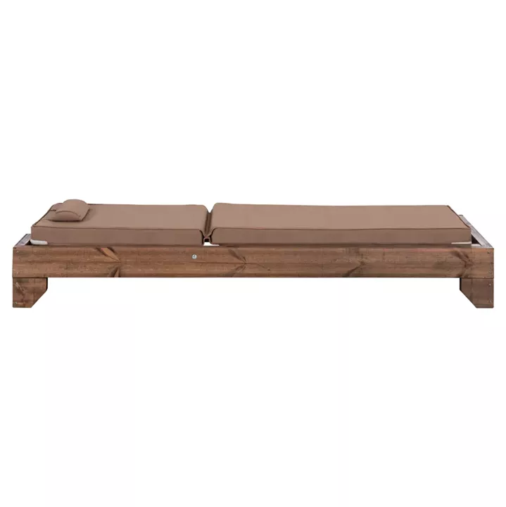 BEACH LOUNGER KORINOS HM10772.04T PINE WOOD IN WALNUT--CUSHION IN MOCHA 79x204x77Hcm.