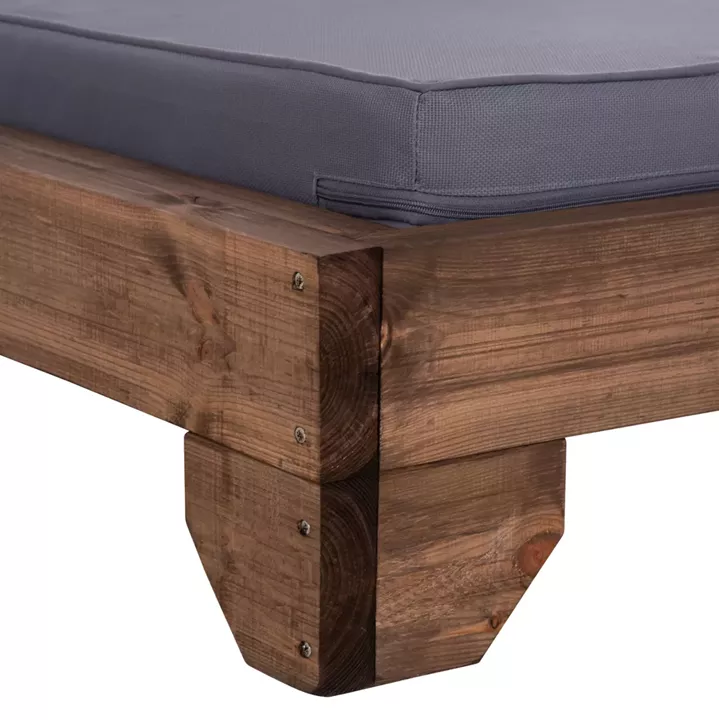 BEACH LOUNGER KORINOS HM10772.30T PINE WOOD IN WALNUT--CUSHION IN GREY 79x204x77Hcm.