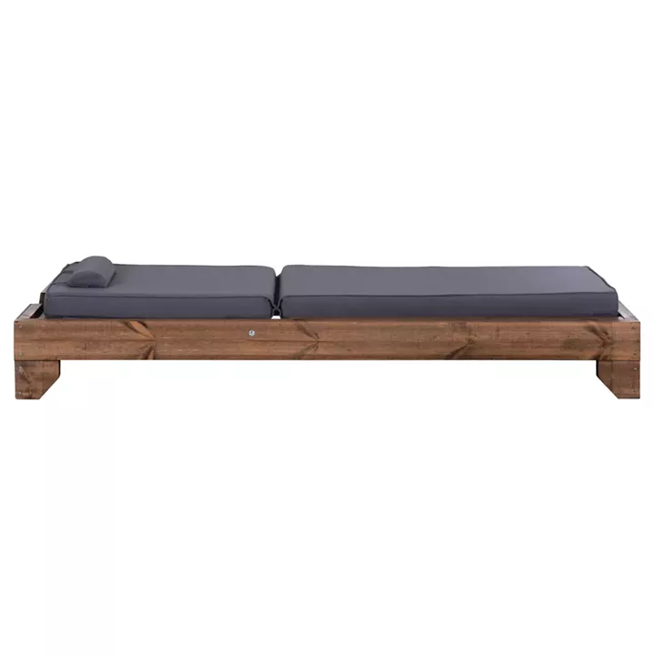 BEACH LOUNGER KORINOS HM10772.30T PINE WOOD IN WALNUT--CUSHION IN GREY 79x204x77Hcm.