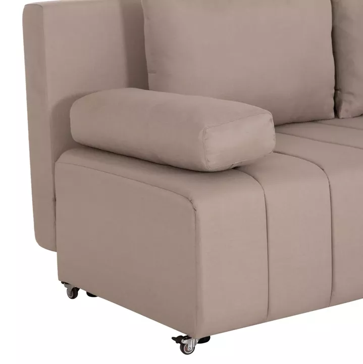 SOFA-BED 3-SEATER KEND HM3313.03 FABRIC IN LIGHT BEIGE 188x85x82Hcm.