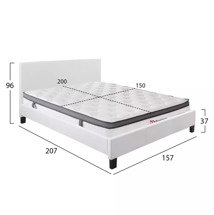 BED WITH MATTRESS BECCA HM10803.01 WHITE PU--FOR MATTRESS 150x200cm