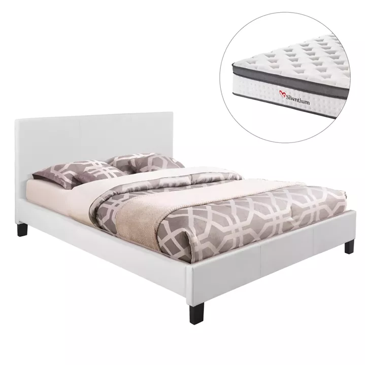 BED WITH MATTRESS BECCA HM10803.01 WHITE PU--FOR MATTRESS 150x200cm