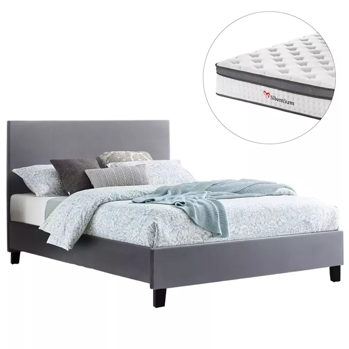 BED WITH MATTRESS BECCA HM10803.11 GREY FABRIC--FOR MATTRESS 150x200cm