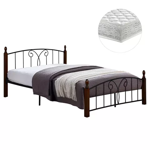 ΚΡΕΒΑΤΙ ΔΙΠΛΟ & ΣΤΡΩΜΑ SUZIE HM10740 ΜΕΤΑΛΛΟ & ΞΥΛΟ ΣΕ ΚΑΡΥΔΙ--ΣΤΡΩΜΑ 150x200εκ