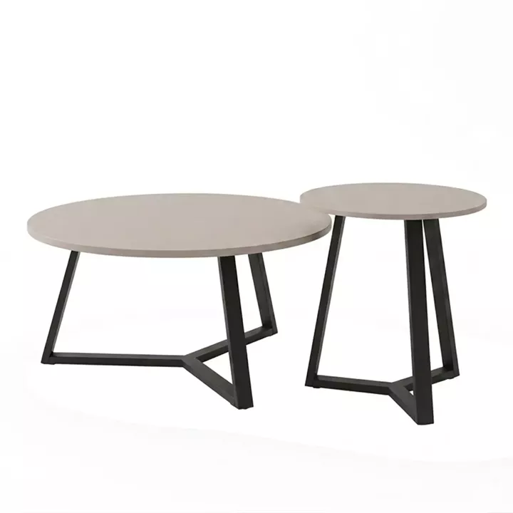 Berton pakoworld living room tables 2pcs in cappuccino with black metal