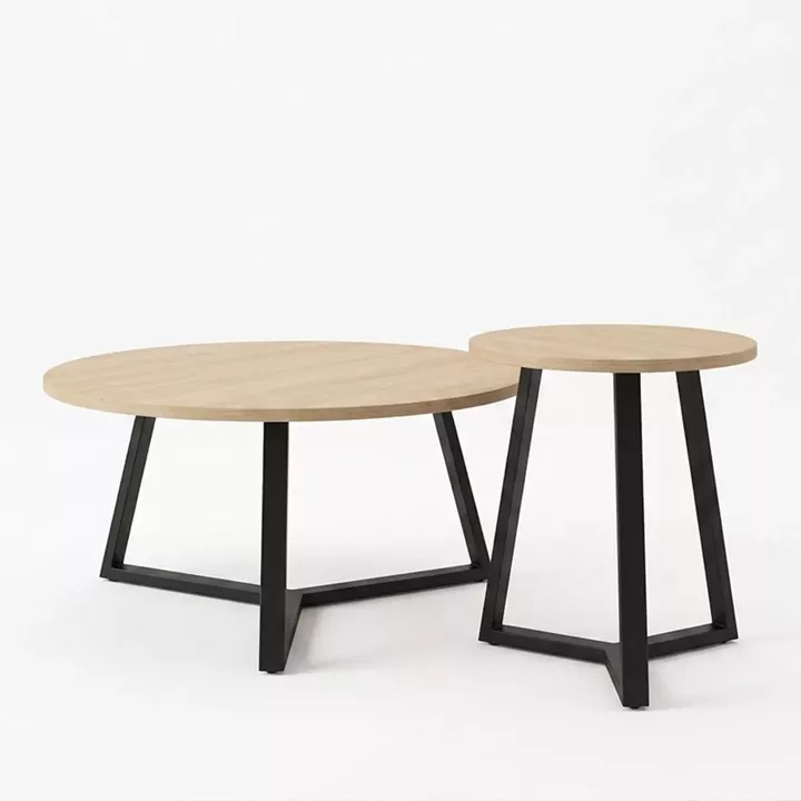Berton pakoworld living room tables 2pcs in natural color with black metal