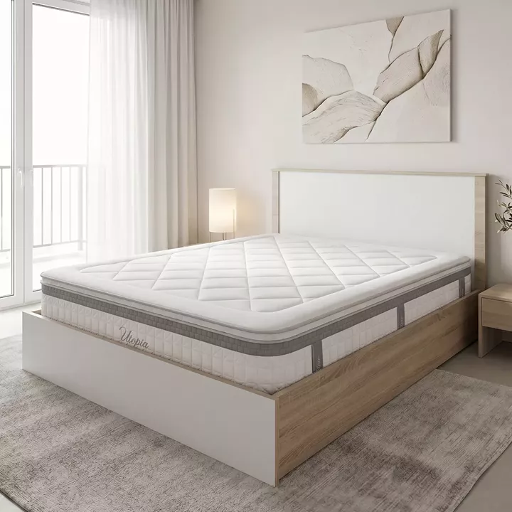 Bed with mattress Athos Utopia Pakoworld sonoma and white 160x200cm