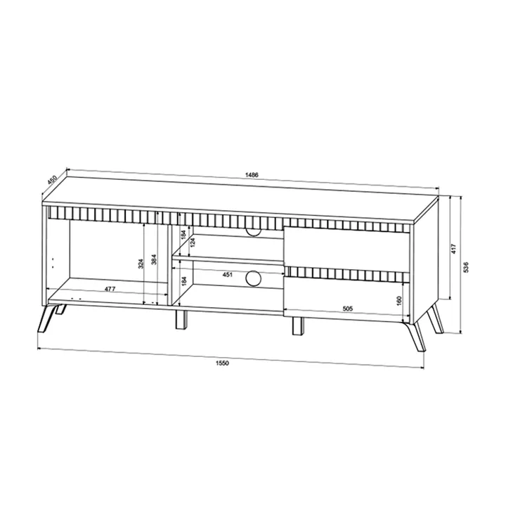Tv stand Belka pakoworld cream with oak 155x45x53.6cm