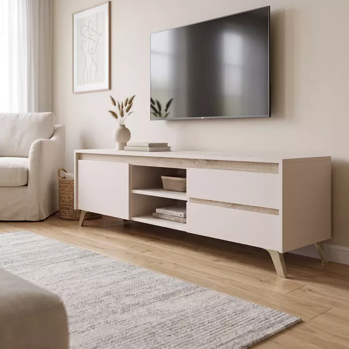 Tv stand Belka pakoworld cream with oak 155x45x53.6cm