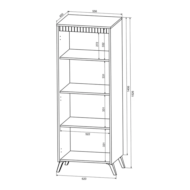 Showcase Belka pakoworld cream with oak 55.6x45x152.6cm