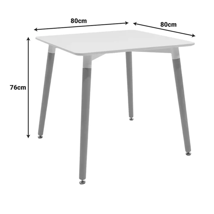 Dining Set with Chairs Parker beige and Natali Table White 80x80x76cm Set of 5pcs