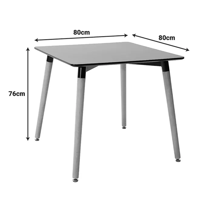 Dining Set with Chairs Parker grey Natali Table black 80x80x76cm Set of 5pcs