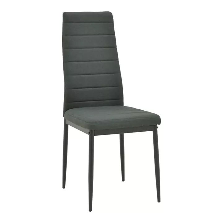 Dining Set with Parker Chairs anthracite and Julita Table Black Ø80x73cm Set of 5Pieces