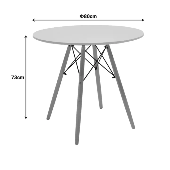 Dining Set with Ezra cappuccino Armchairs and Julita White Table Ø80x73cm Set of 5pcs