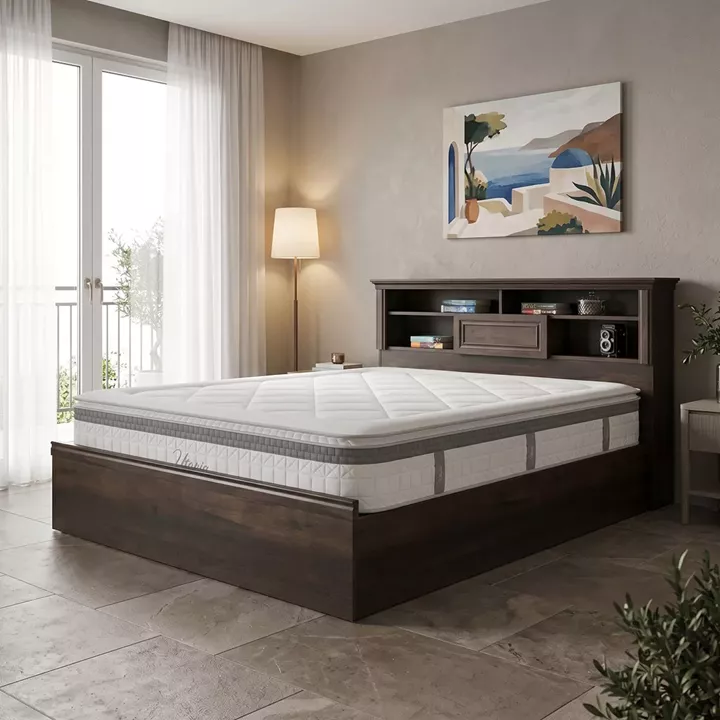 Bed with mattress Mozart Utopia pakoworld walnut 160x200cm