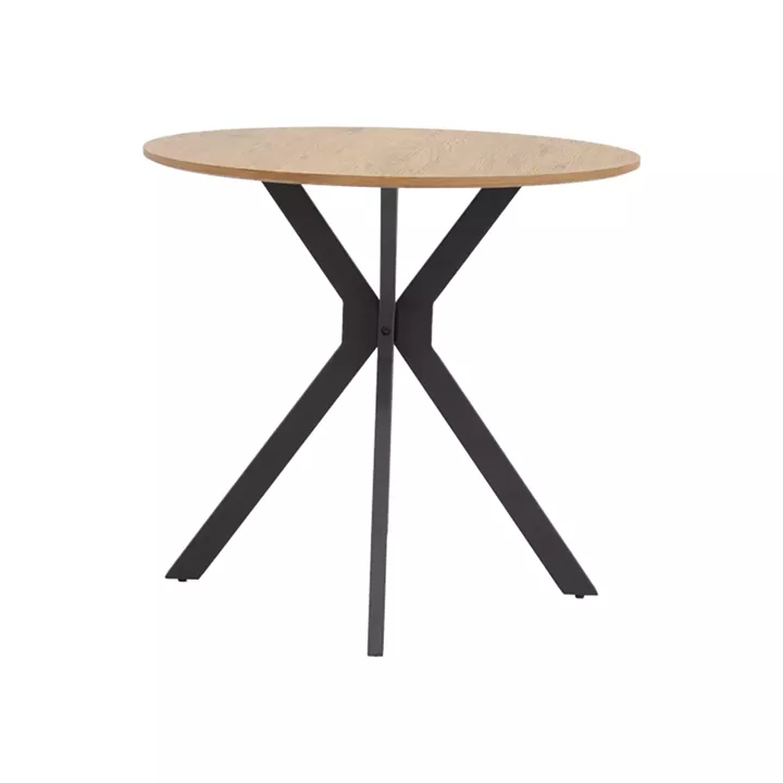 Dining Set with Gaston white Chairs and Xuson Table in natural finish Φ80x75cm Set 5pcs