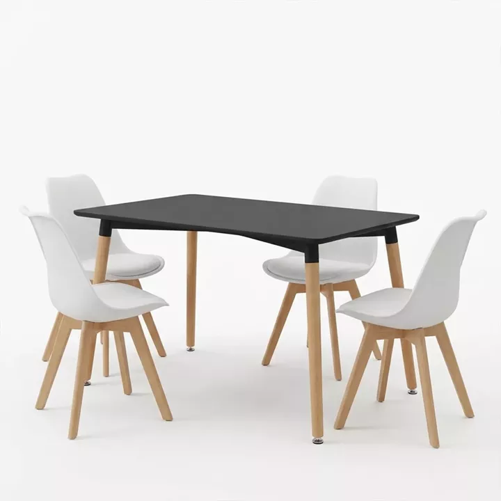 Dining Set with Chairs Gaston black Natali Table black 80x80x76cm Set of 5pcs