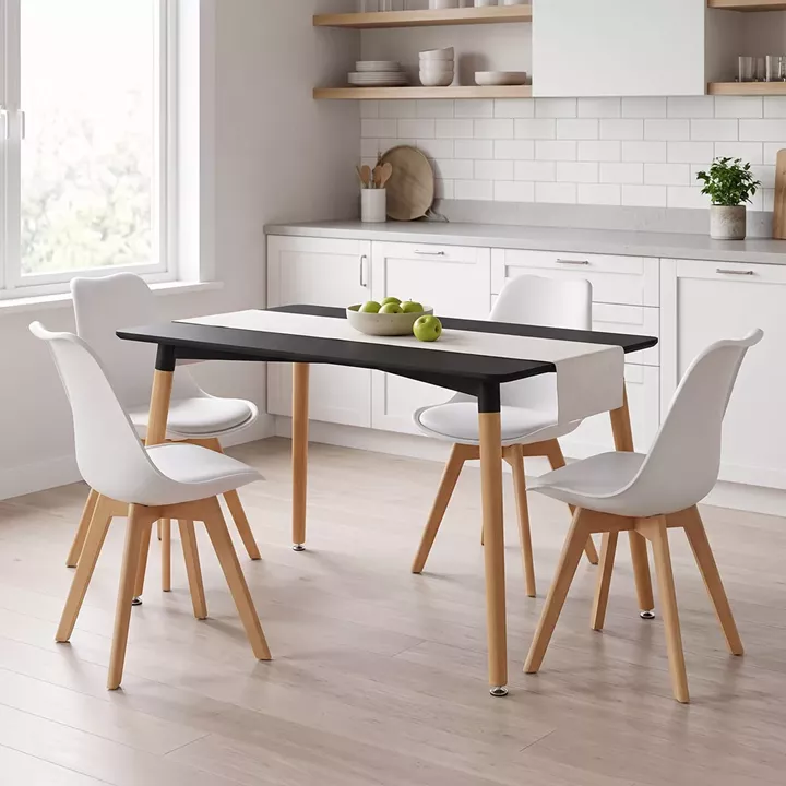 Dining Set with Chairs Gaston black Natali Table black 80x80x76cm Set of 5pcs