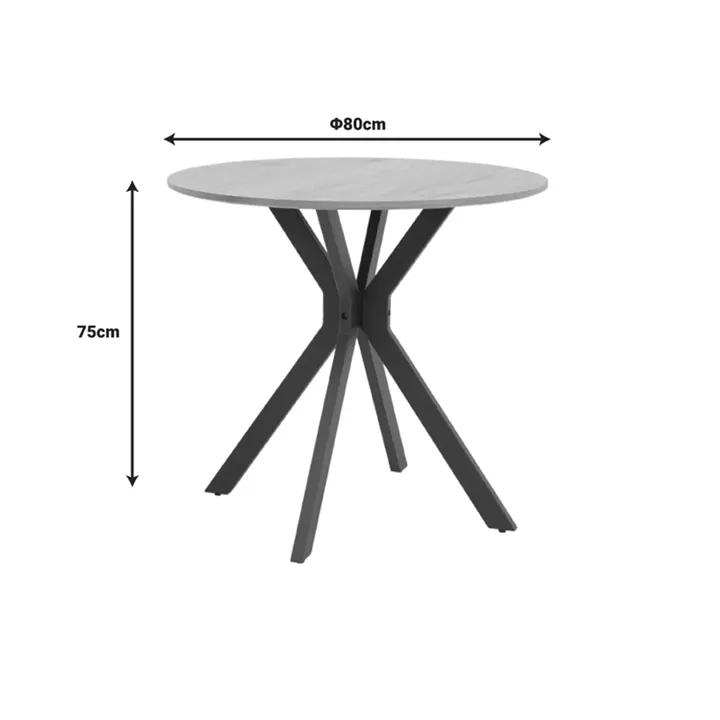 Dining set with Aurora white Chairs and Xuson white table Ø80x75cm 5piece Set