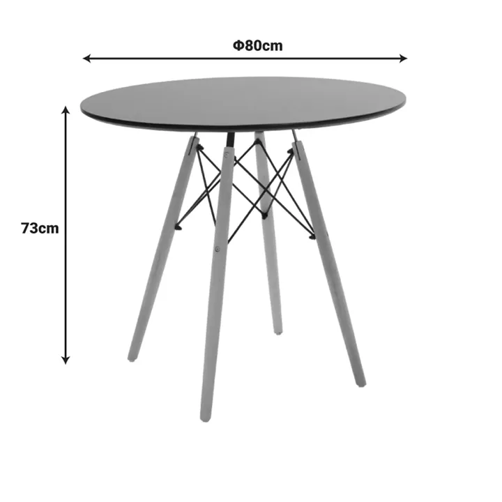 Dining Set with Julita Chairs grey & Julita black Table Ø80x73cm 5Pieces