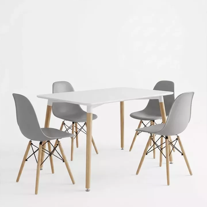 Dining Set with Chairs Julita grey Natali Table white 80x80x76cm Set of 5pcs