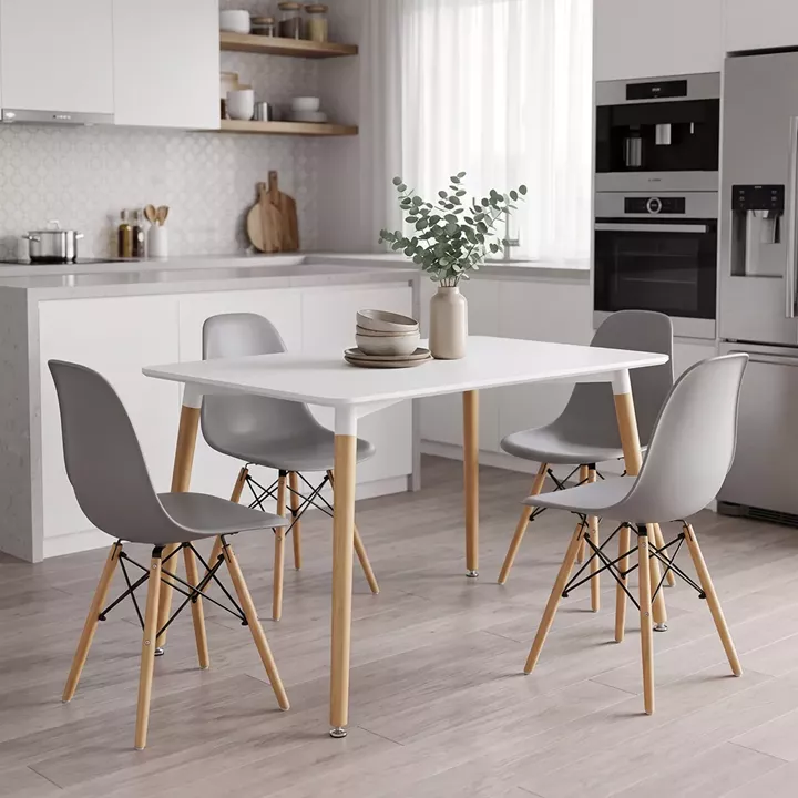 Dining Set with Chairs Julita grey Natali Table white 80x80x76cm Set of 5pcs