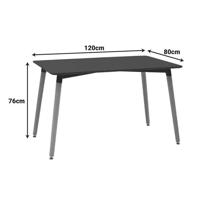 Dining Set with Chairs Julita grey Natali Table black 80x80x76cm Set of 5pcs