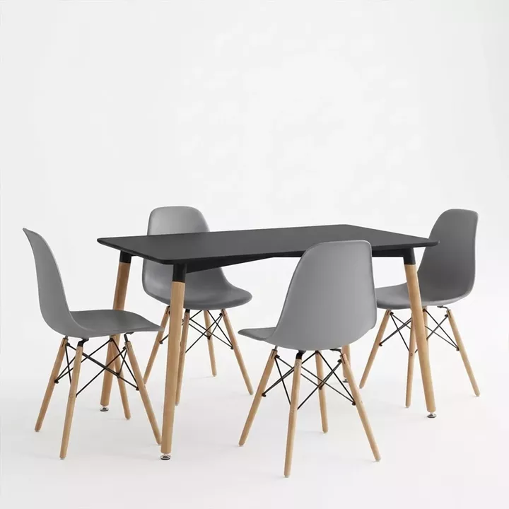 Dining Set with Chairs Julita grey Natali Table black 80x80x76cm Set of 5pcs