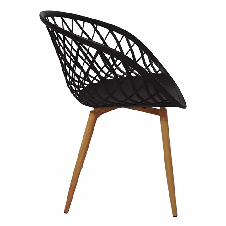 Dining Set with Armchairs Ezra black Natali Table black 80x80x76cm Set of 5pcs