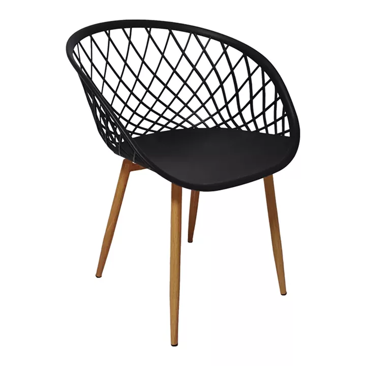 Dining Set with Armchairs Ezra black Natali Table black 80x80x76cm Set of 5pcs