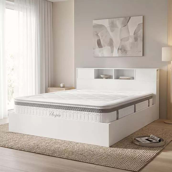 Bed with mattress Olympus Utopia pakoworld white 160x200cm