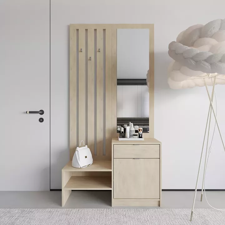 Entrance unit with mirror Citra pakoworld sonoma 100x34.3x199.5cm
