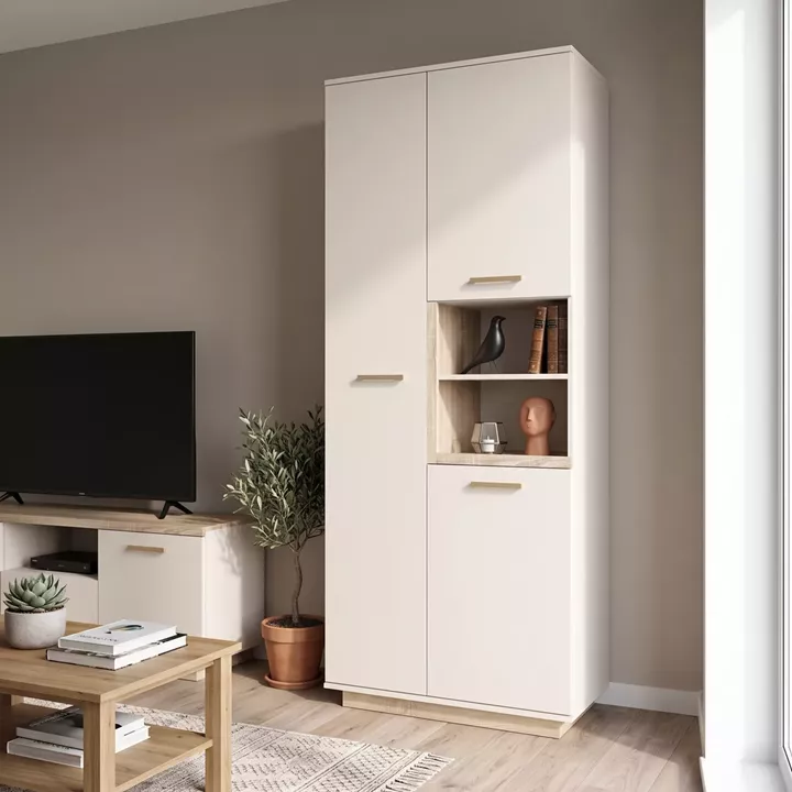Cabinet column Norda pakoworld cream with oak color 199,5x40x80cm