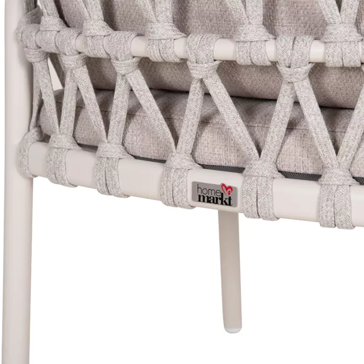 OUTDOOR DINING SET 5PCS STREAM HM11004.02 CREAM WHITE ALUM.--ROPE-OLEFIN CUSHIONS BEIGE