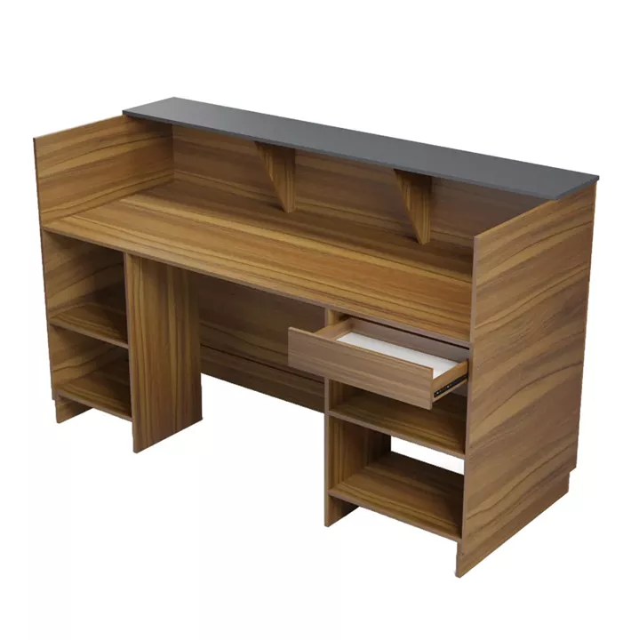 RECEPTION DESK KRONIC HM2156.03 MELAMINE IN WALNUT/GREY 180x70x110Hcm.