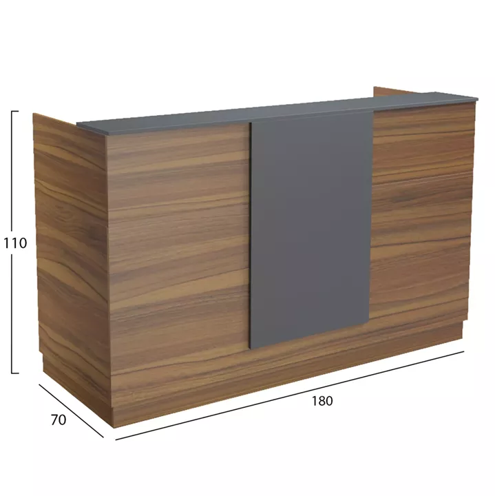 RECEPTION DESK KRONIC HM2156.03 MELAMINE IN WALNUT/GREY 180x70x110Hcm.