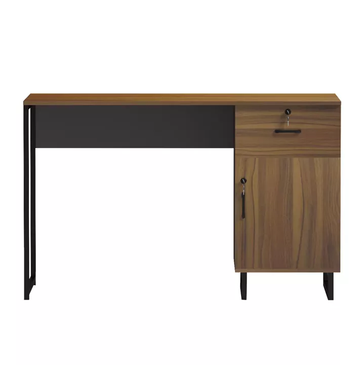 OFFICE DESK WITH DRAWER & CABINET ACCON HM18383.03 MELAMINE IN WALNUT/GREY 120x55x75Hcm.