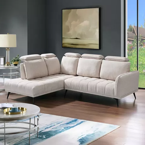 Right corner sofa Serkas pakoworld beige fabric 268x100x105cm
