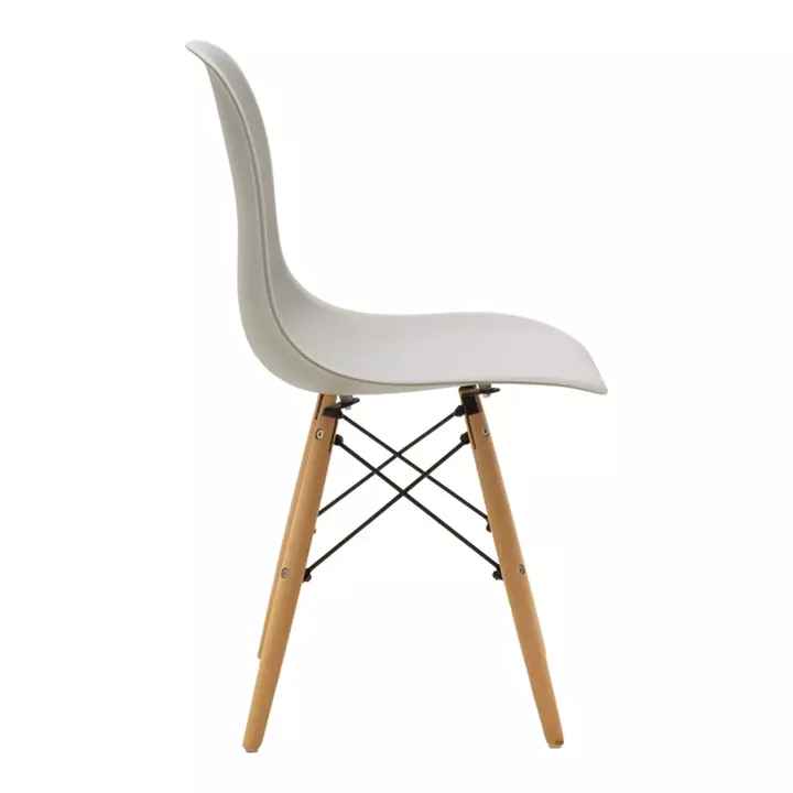 Julita pakoworld chair grey PP with wooden legs in natural finish 46x52x81cm