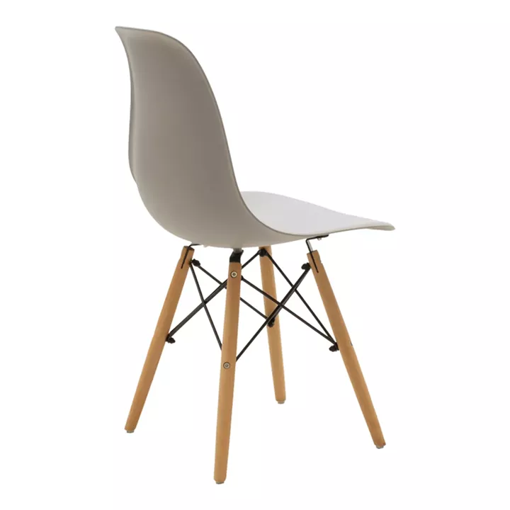Julita pakoworld chair grey PP with wooden legs in natural finish 46x52x81cm