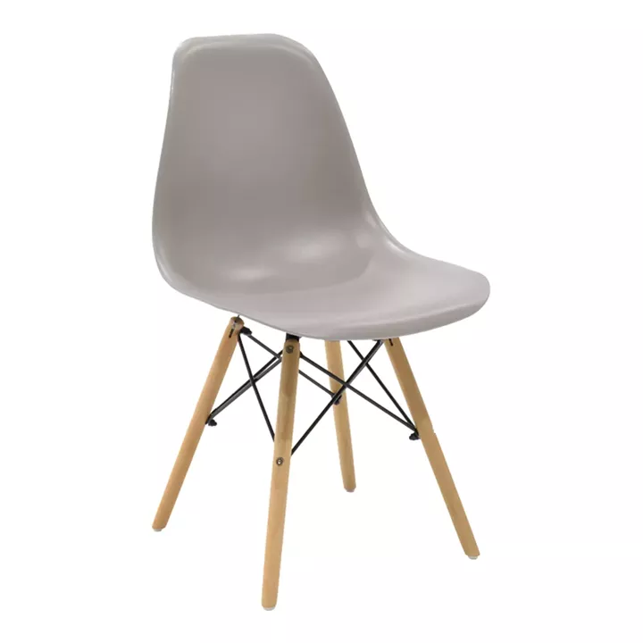Julita pakoworld chair grey PP with wooden legs in natural finish 46x52x81cm
