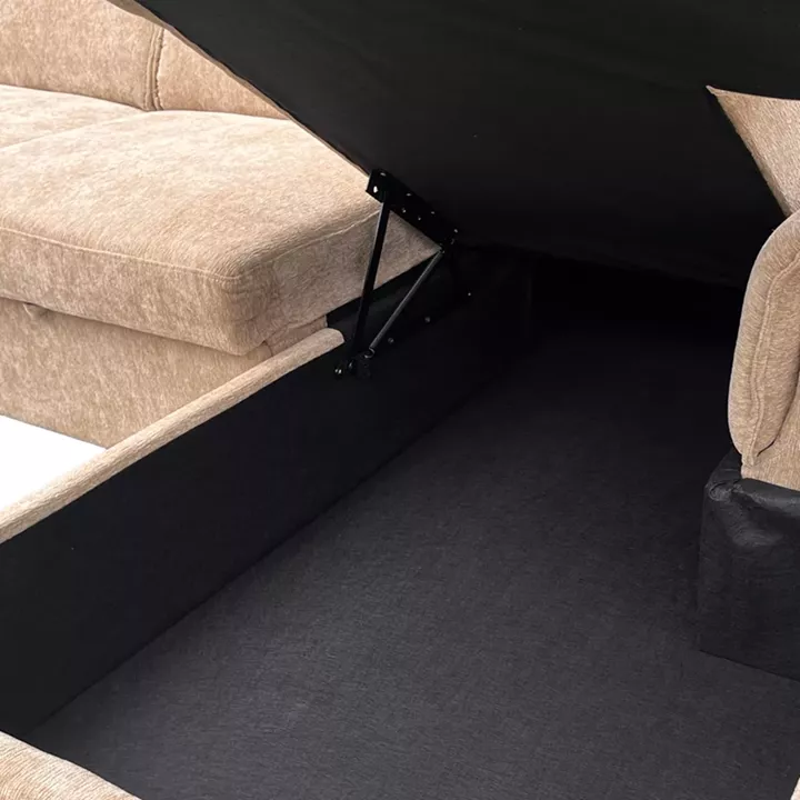 Left corner sofa-bed Lemance pakoworld beige fabric 251x168x82cm