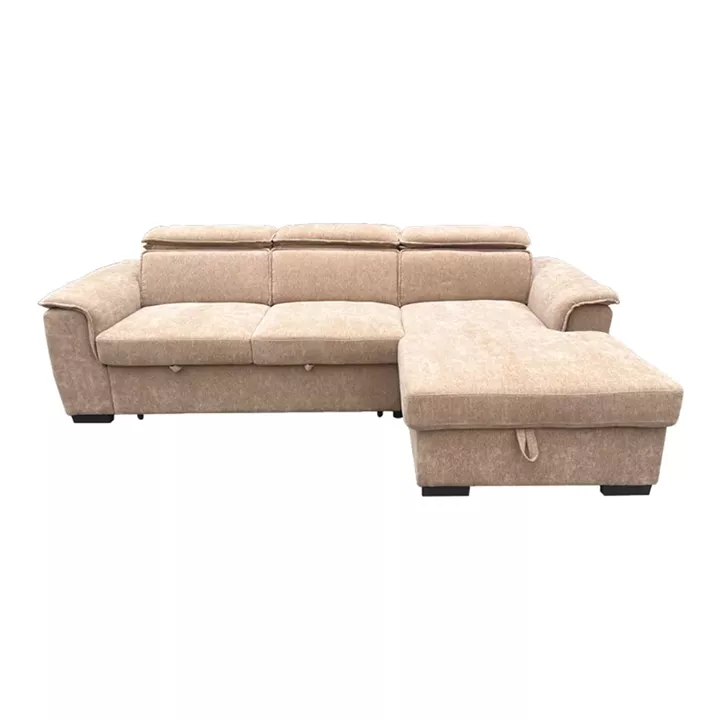Left corner sofa-bed Lemance pakoworld beige fabric 251x168x82cm