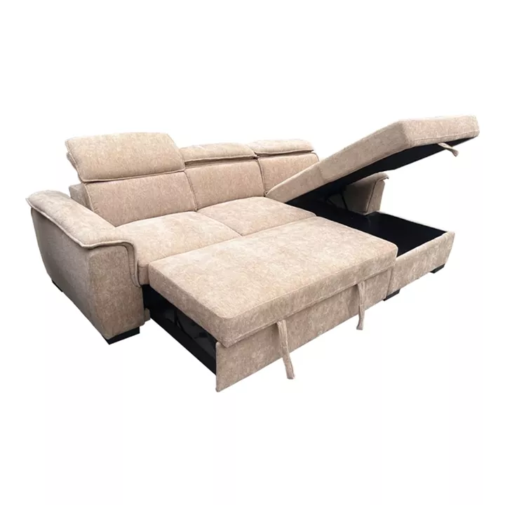 Left corner sofa-bed Lemance pakoworld beige fabric 251x168x82cm
