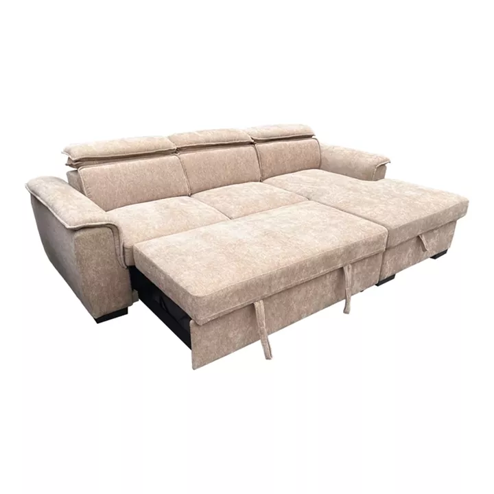 Left corner sofa-bed Lemance pakoworld beige fabric 251x168x82cm