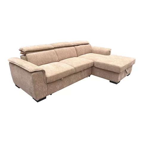 Left corner sofa-bed Lemance pakoworld beige fabric 251x168x82cm