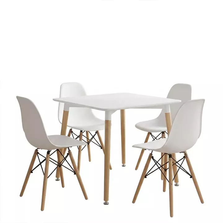 Dining Set with Chairs Julita White and Natali Table White 80x80x76cm Set of 5pcs