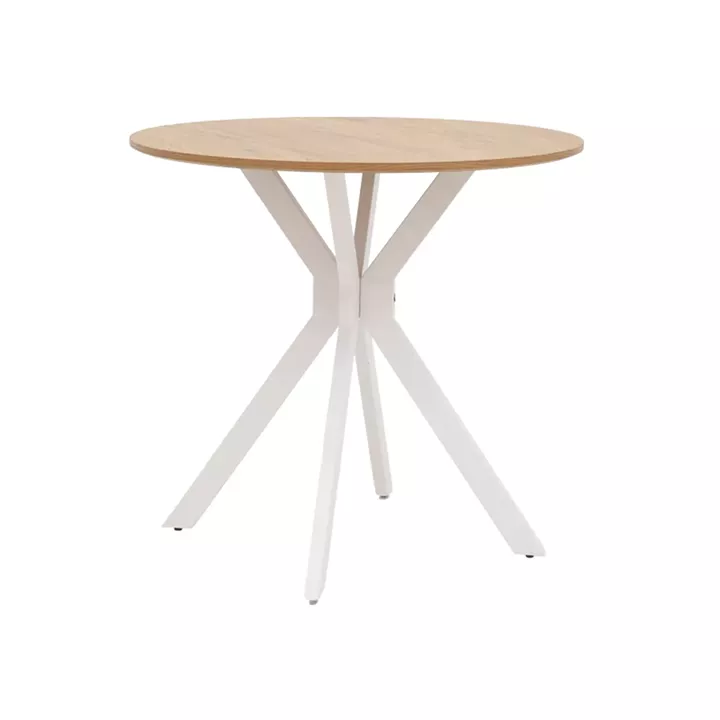 Dining set with Julita white Chairs and Xuson white table Ø80x75cm 5piece Set